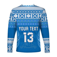 (Custom Text and Number) Bula Fiji Long Sleeve Shirt Tapa Pattern LT13 - Wonder Print Shop