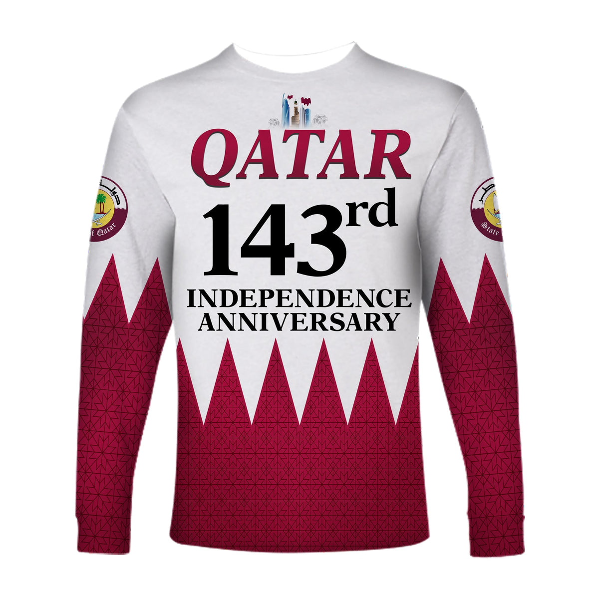Qatar Long Sleeve Shirt Happy National Day Style Flag LT13 - Wonder Print Shop