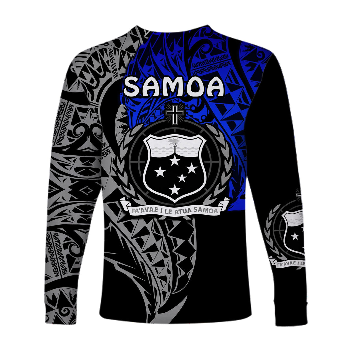 (Custom Personalised) Siva Samoa Long Sleeve Shirt Samoan Dance Mix Blue Polynesian LT13 - Wonder Print Shop