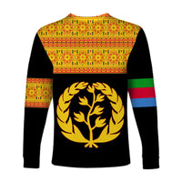 Eritrea Tibeb Long Sleeve Shirt Eritrean Cross Mix Flag Version Black LT13 - Wonder Print Shop