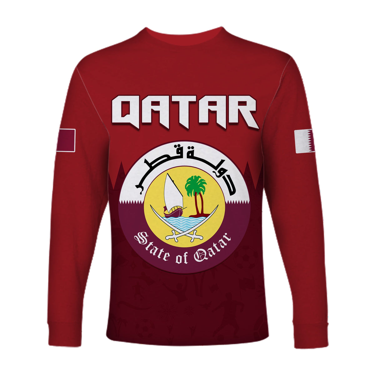 Qatar Football Long Sleeve Shirt WC 2022 Style Sporty LT13 - Wonder Print Shop