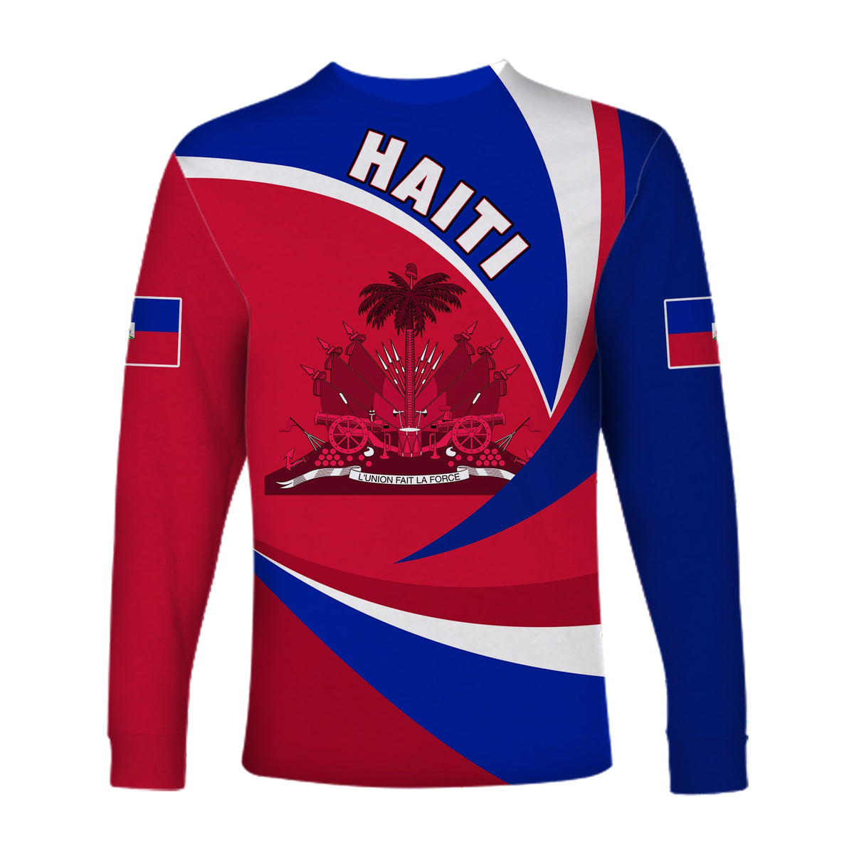 Haiti Long Sleeve Shirt Style Color Flag LT13 - Wonder Print Shop