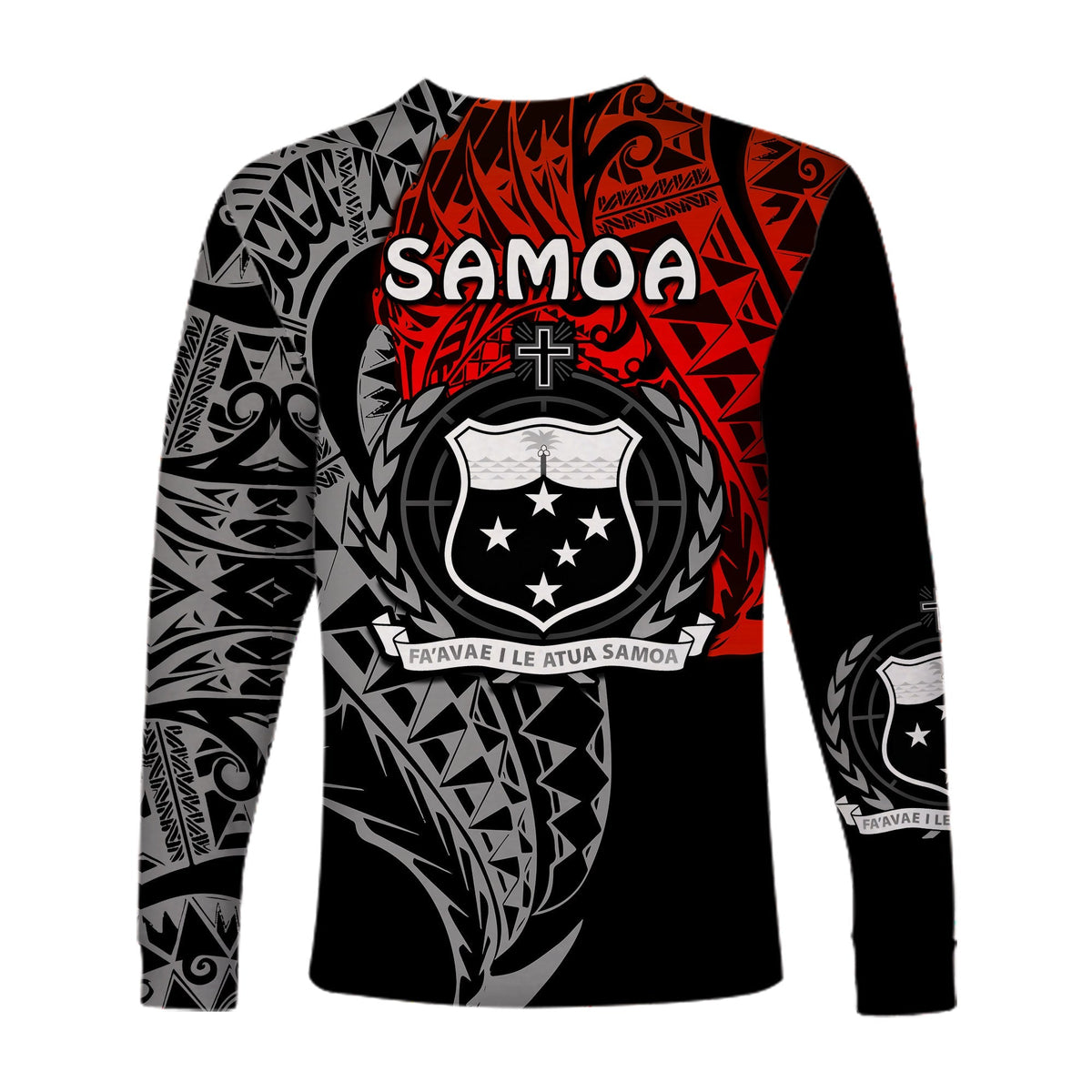 (Custom Personalised) Siva Samoa Long Sleeve Shirt Samoan Dance Mix Red Polynesian LT13 - Wonder Print Shop