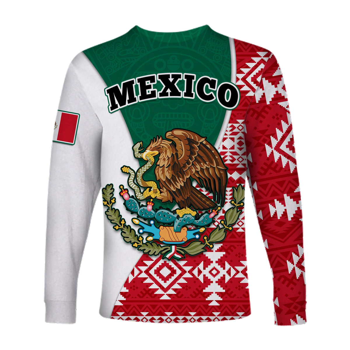 Happy Mexico Fathers Day Long Sleeve Shirt Mexican Aztec Pattern - Wonder Print Shop