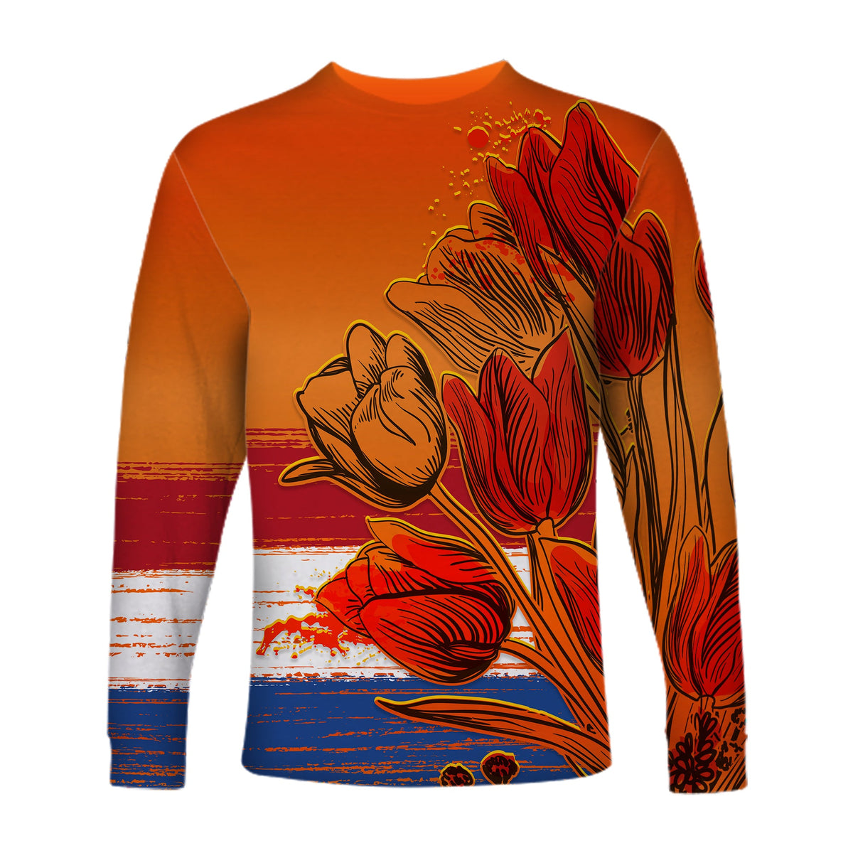 Netherlands Long Sleeve Shirt Style Tulip National Flower LT13 - Wonder Print Shop