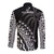 Fiji Rugby Long Sleeve Button Shirt Fijian Cibi Dance Tapa Pattern Black - Wonder Print Shop