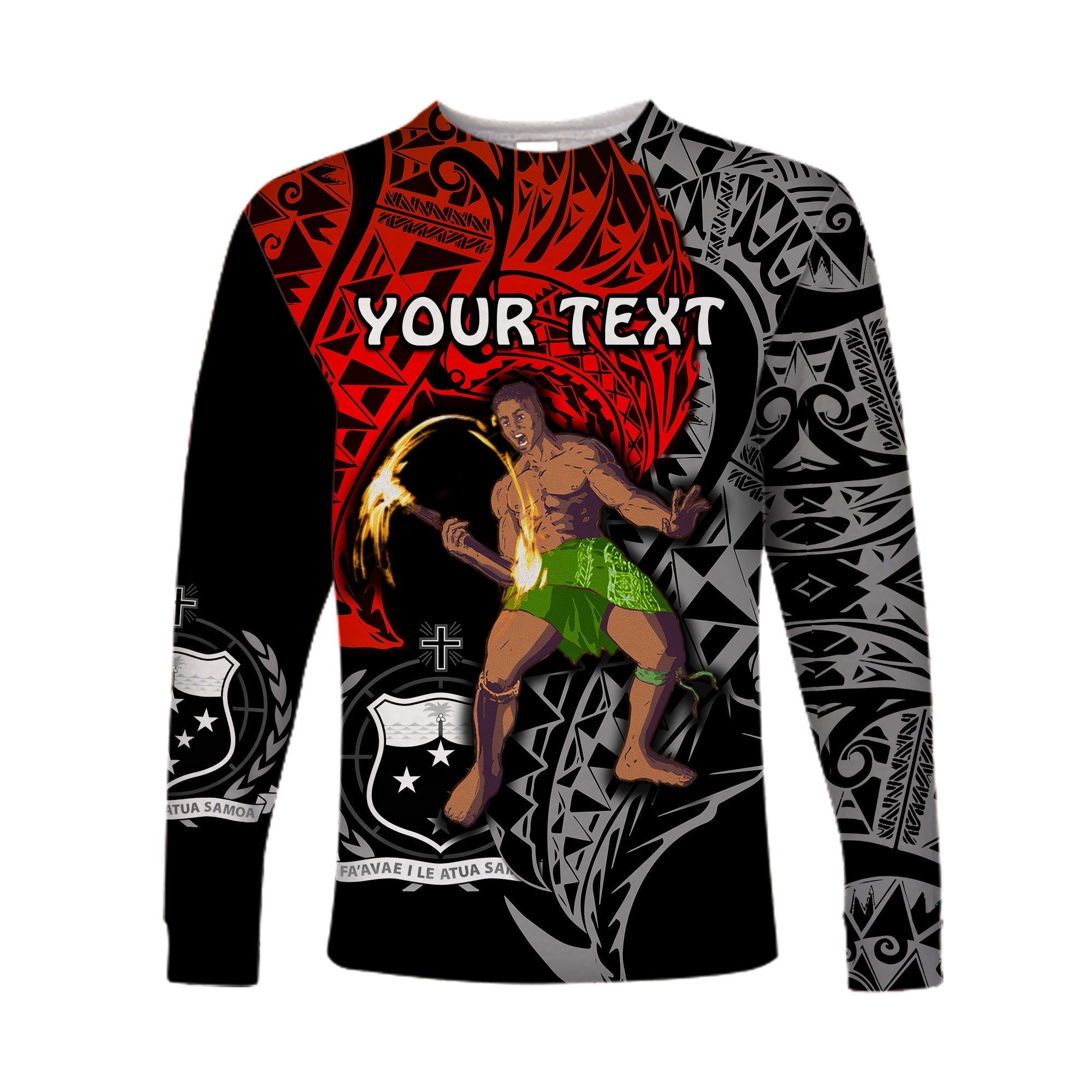 (Custom Personalised) Siva Samoa Long Sleeve Shirt Samoan Dance Mix Red Polynesian LT13 - Wonder Print Shop