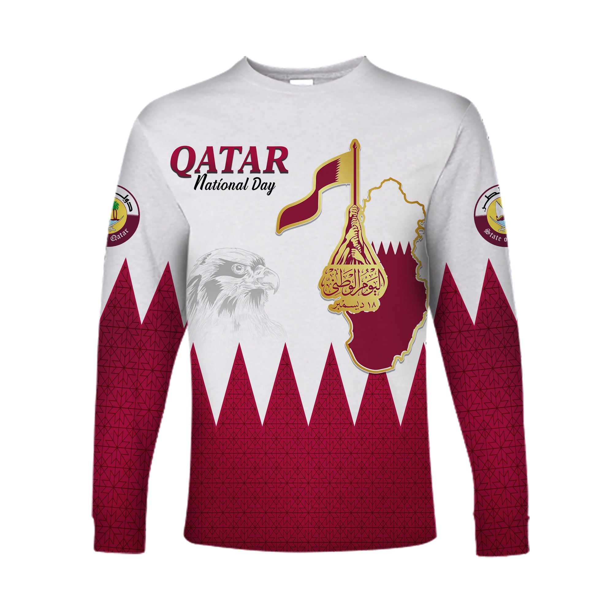 Qatar Long Sleeve Shirt Happy National Day Style Flag LT13 - Wonder Print Shop
