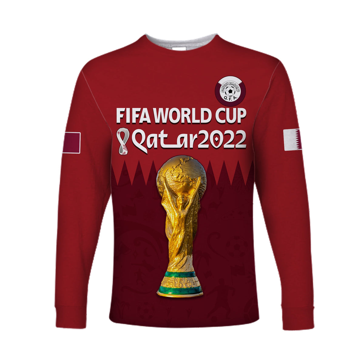 (Custom Text and Number) Qatar Football Long Sleeve Shirt WC 2022 Style Sporty LT13 - Wonder Print Shop