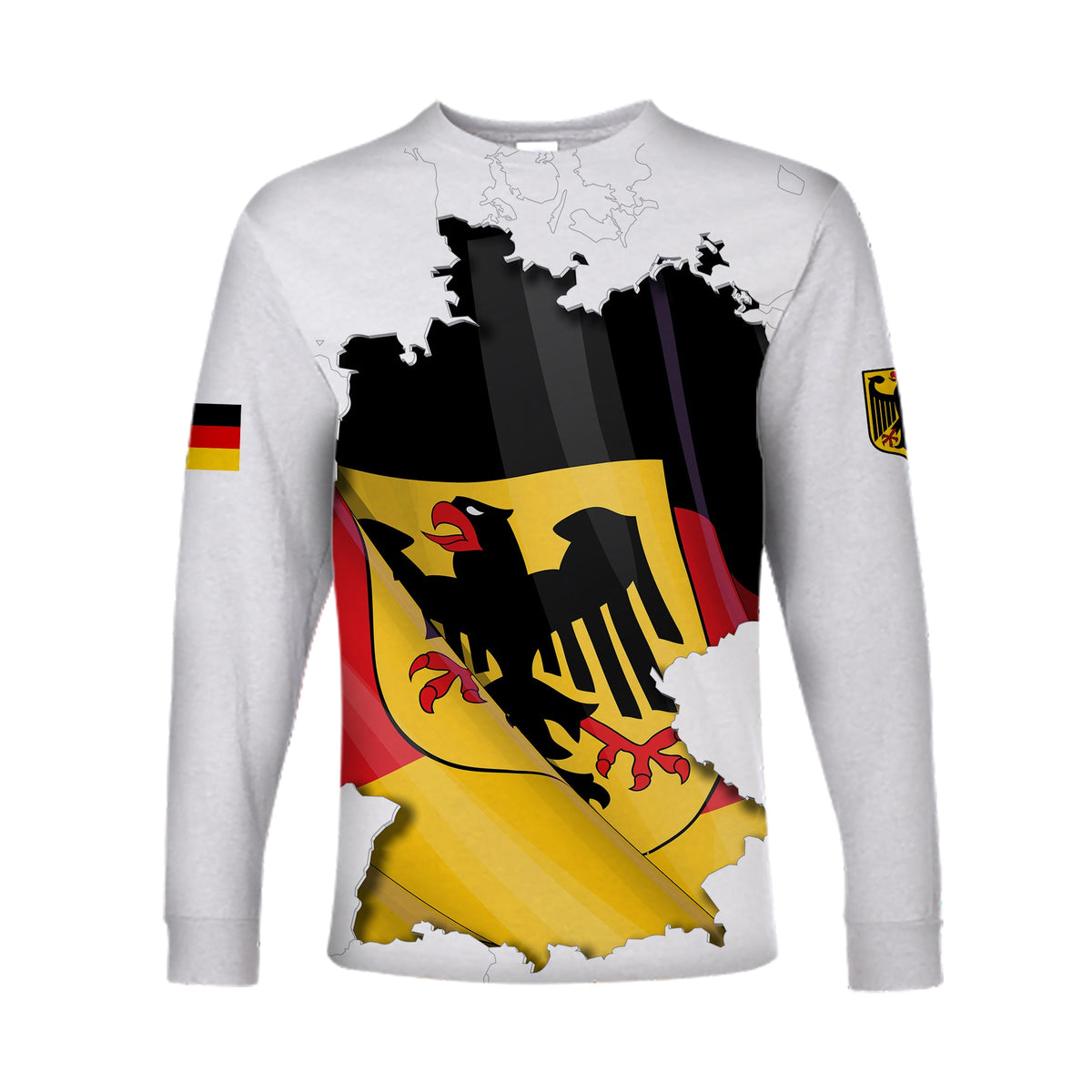 (Custom Personalised) Germany Long Sleeve Shirt Grunge Deutschland Map and Coat Of Arms LT13 - Wonder Print Shop
