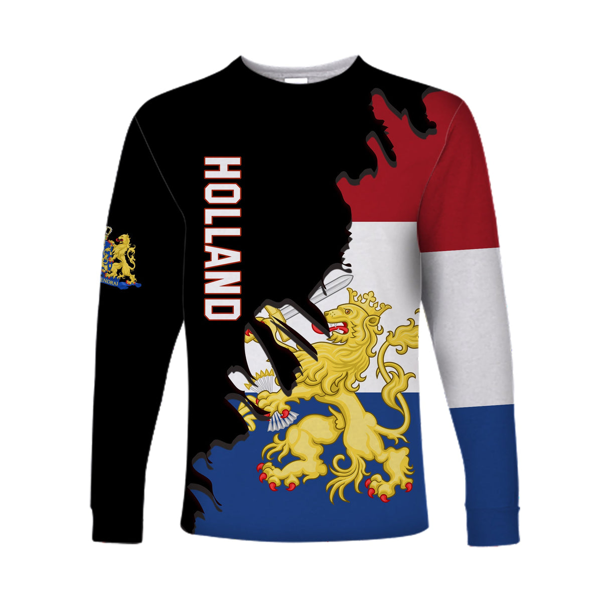 Netherlands Long Sleeve Shirt Style Flag and Map Holland LT13 - Wonder Print Shop