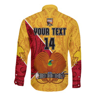 (Custom Text and Number) The Kumuls PNG Long Sleeve Shirt Button Papua New Guinea Polynesian Dynamic Style - Wonder Print Shop