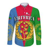 (Custom Personalised) Eritrea Long Sleeve Button Shirt Eritrean Map Mix African Pattern Simple Style - Wonder Print Shop