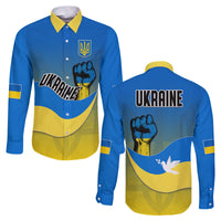 Ukraine Long Sleeve Button Shirt National Flag Style - Wonder Print Shop
