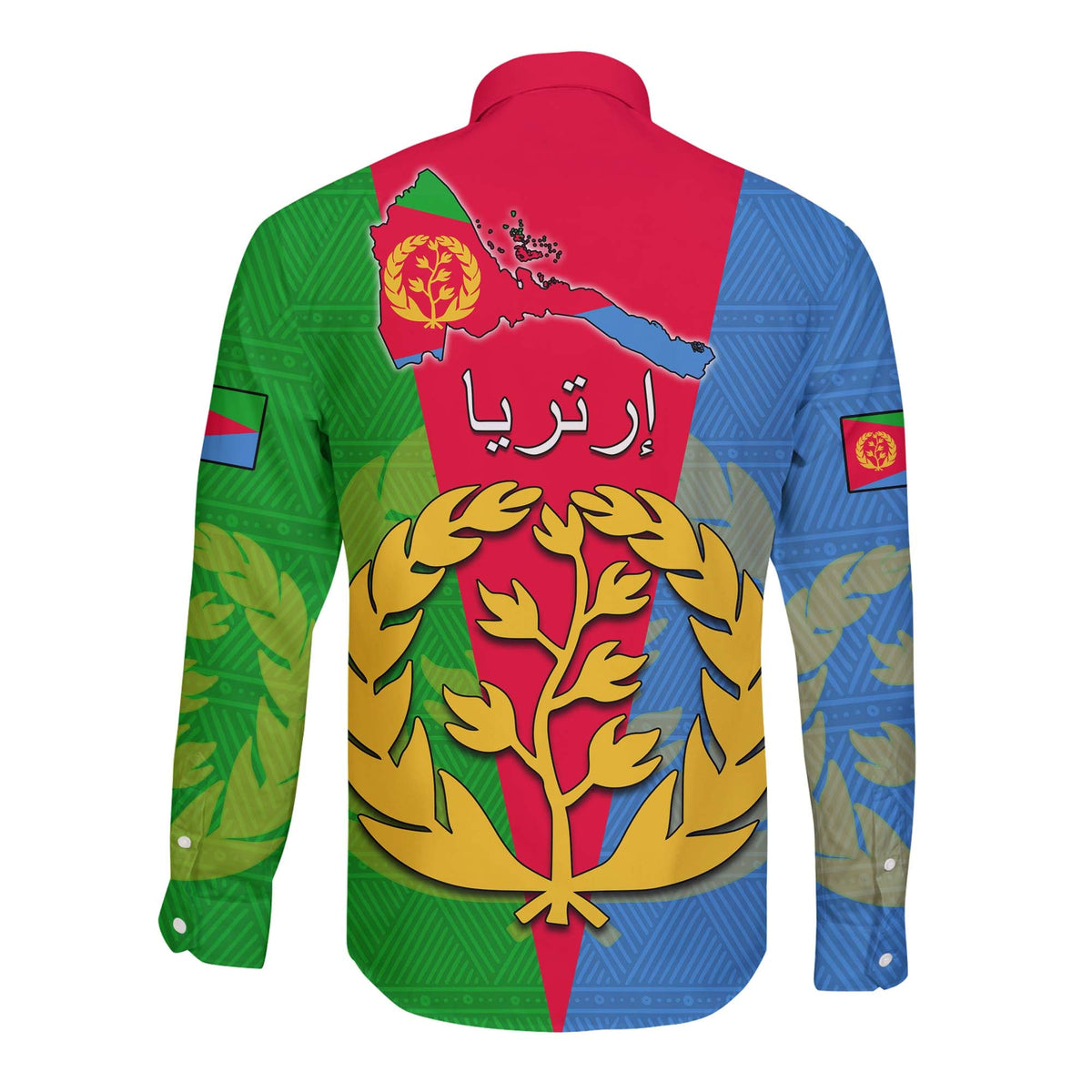 Eritrea Long Sleeve Button Shirt Eritrean Map Mix African Pattern Simple Style - Wonder Print Shop
