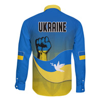 Ukraine Long Sleeve Button Shirt National Flag Style - Wonder Print Shop