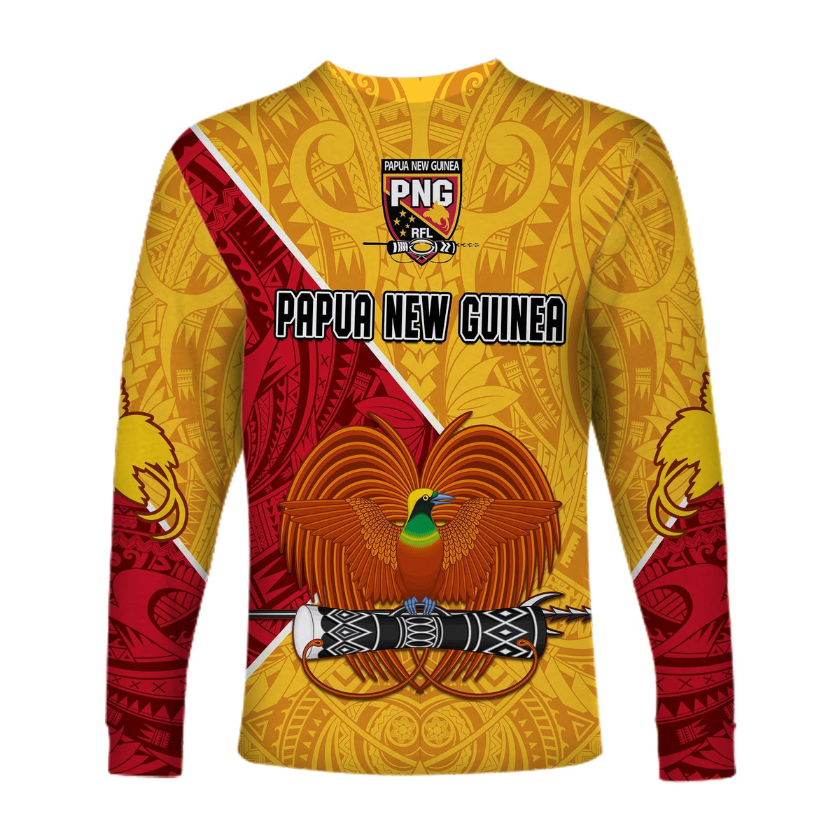 The Kumuls PNG Long Sleeve Shirt Papua New Guinea Polynesian Dynamic Style - Wonder Print Shop