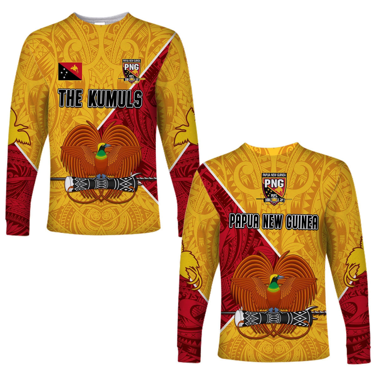 The Kumuls PNG Long Sleeve Shirt Papua New Guinea Polynesian Dynamic Style - Wonder Print Shop