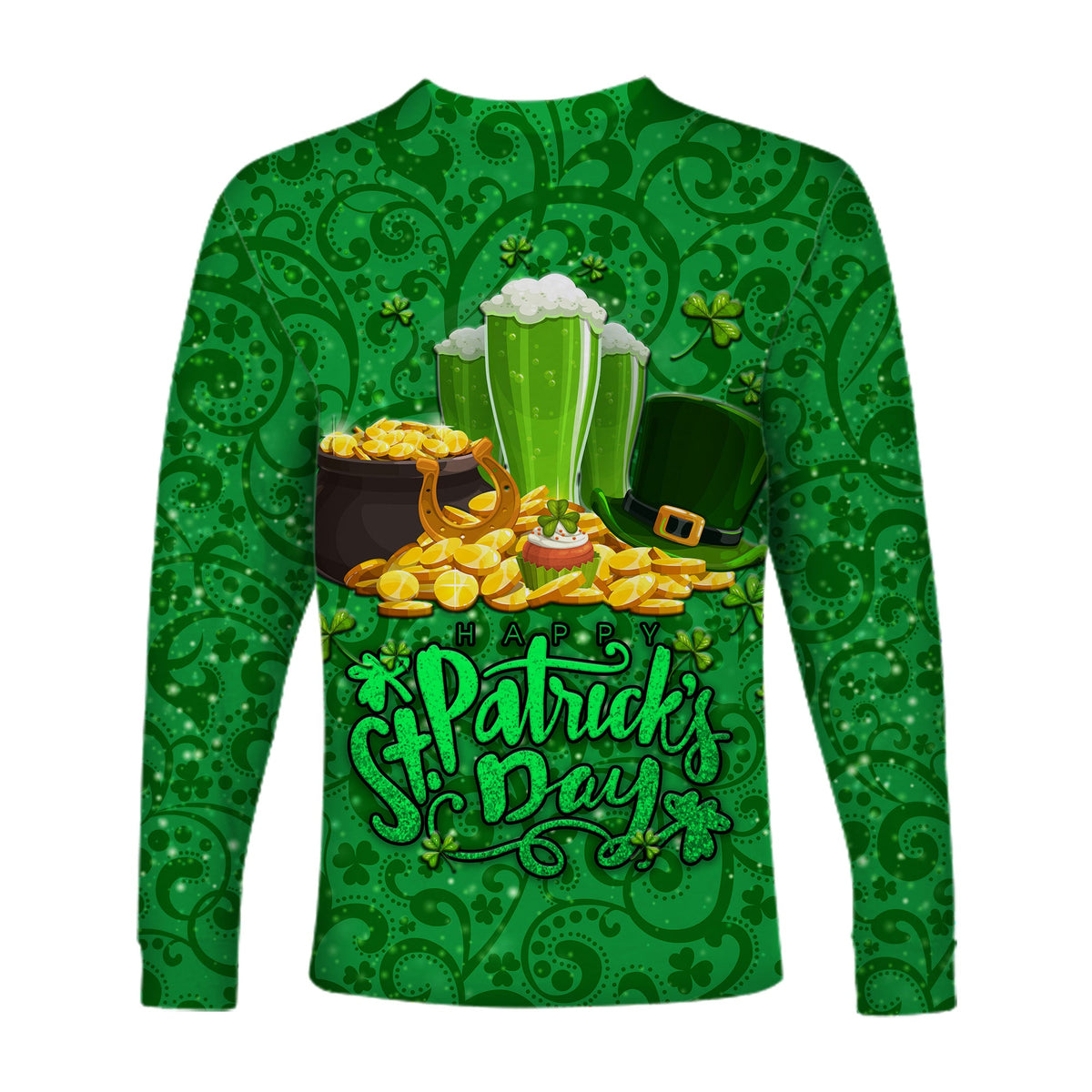 Ireland Happy Saint Patrick's Day Long Sleeve Shirt With Shamrock LT8 - Wonder Print Shop