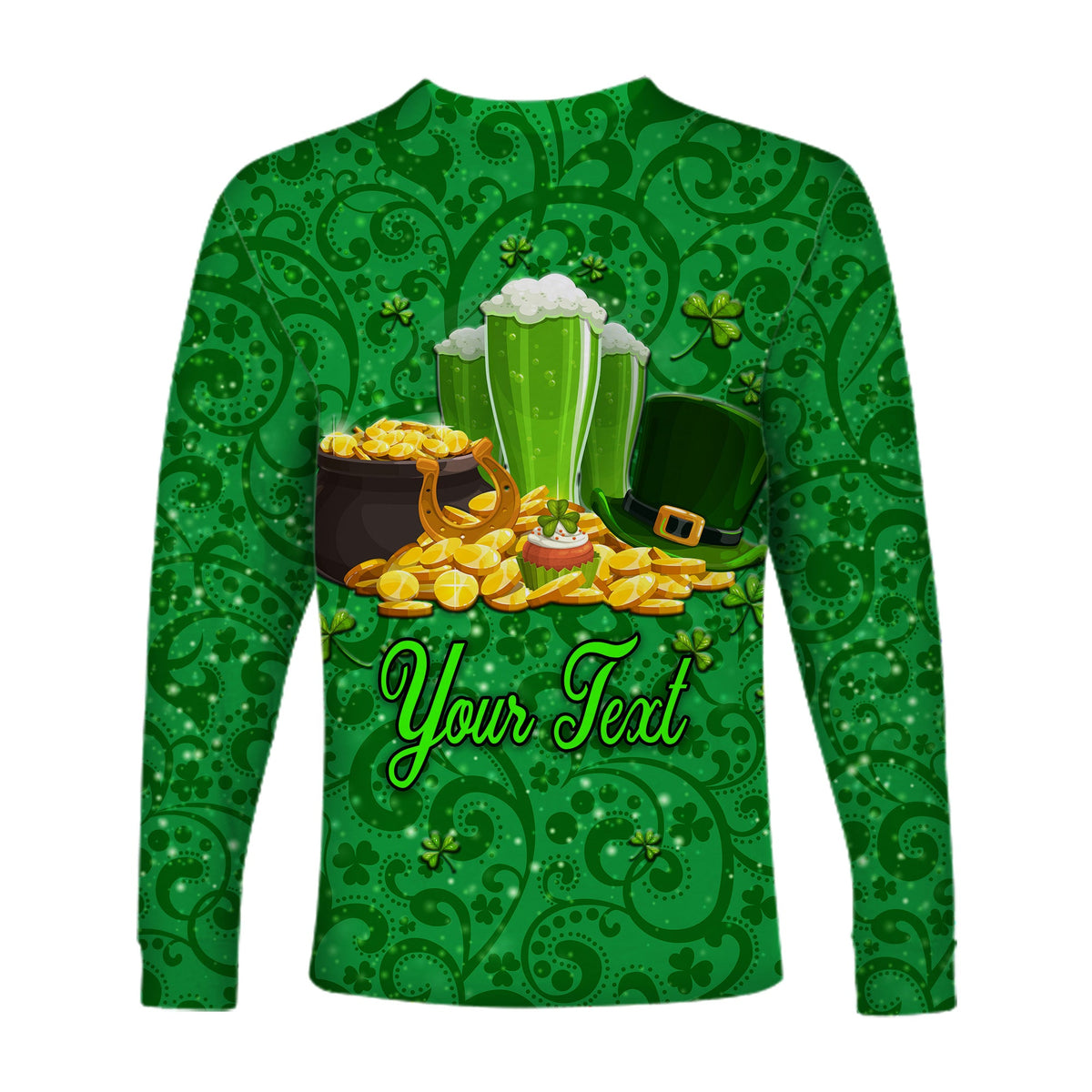 (Custom Personalised) Ireland Happy Saint Patrick's Day Long Sleeve Shirt With Shamrock LT8 - Wonder Print Shop