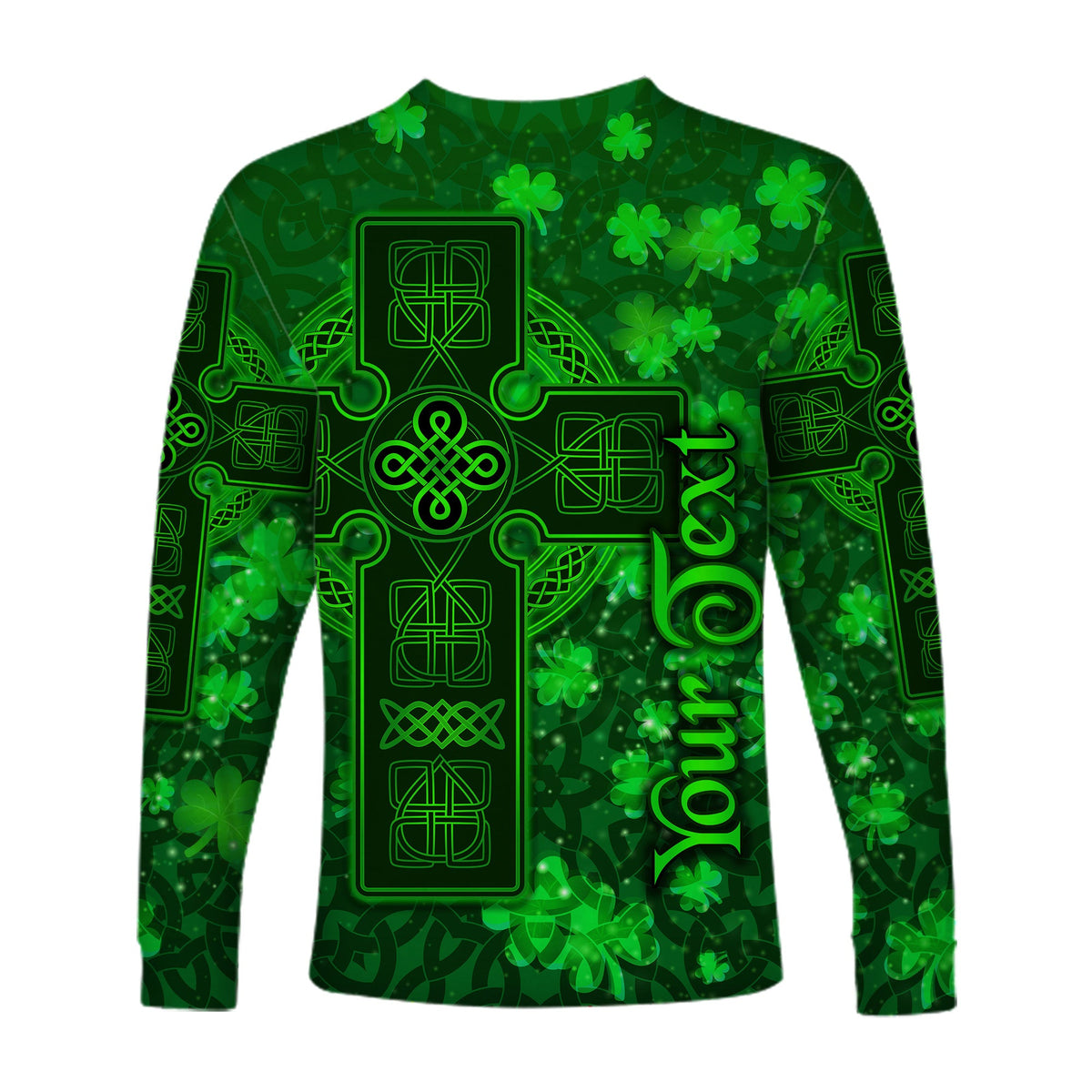 (Custom Personalised) Celtic Cross Long Sleeve Shirt With Shamrock Simple Style LT8 - Wonder Print Shop