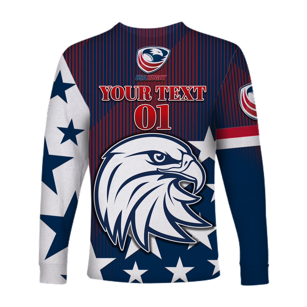 (Custom Personalised) USA Rugby Long Sleeve Shirt Original Vibes - Blue LT8 - Wonder Print Shop