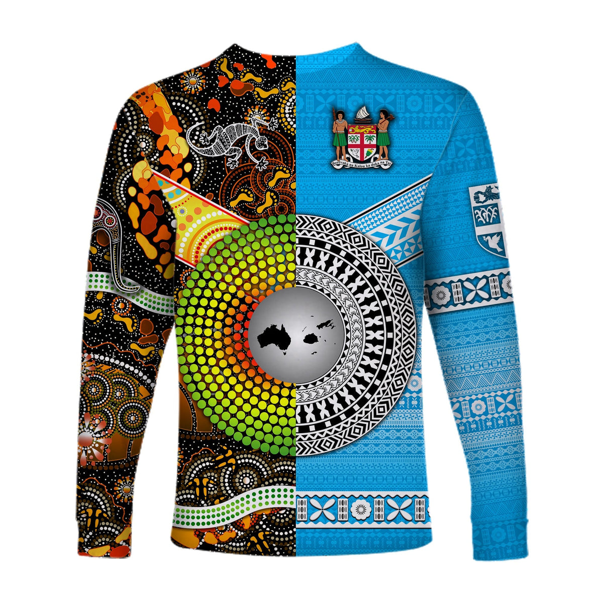 Australia Aboriginal And Fiji Tapa Long Sleeve Shirt Together LT8 - Wonder Print Shop