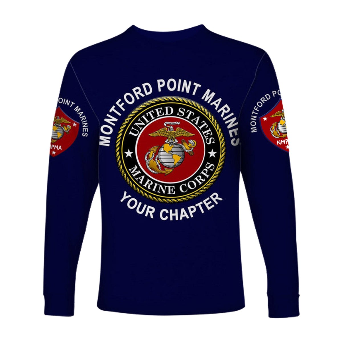 (Custom) Montford Point Marines Long Sleeve Shirt African-American Marine Corps Original - Navy Blue LT8 - Wonder Print Shop