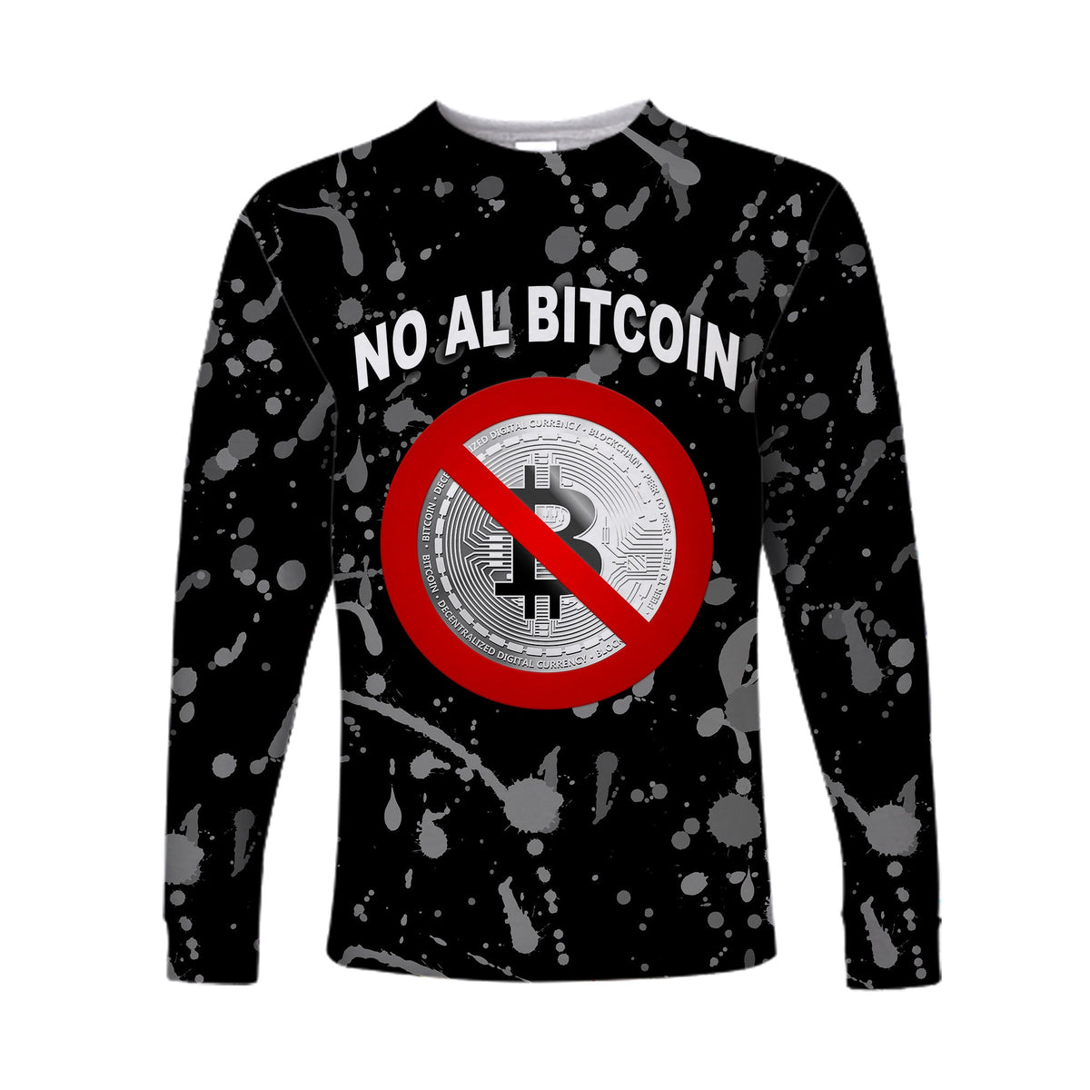 El Salvador Long Sleeve Shirt No Al Bitcoin Art Style - Black LT8 - Wonder Print Shop