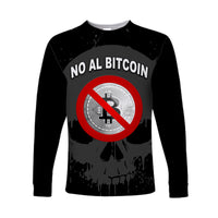 El Salvador Long Sleeve Shirt No Al Bitcoin Skull Style - Black LT8 - Wonder Print Shop