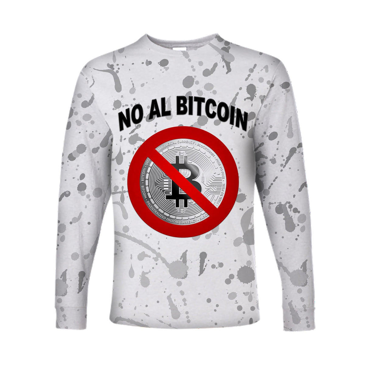 El Salvador Long Sleeve Shirt No Al Bitcoin Art Style - White LT8 - Wonder Print Shop