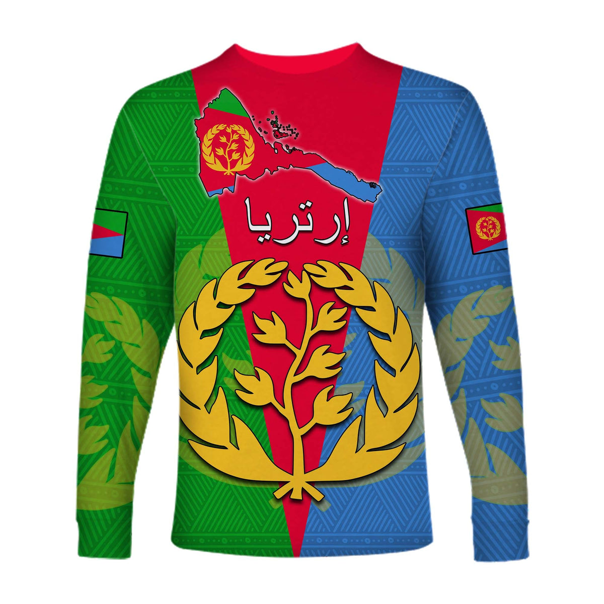 Eritrea Long Sleeve Shirt Eritrean Map Mix African Pattern Simple Style - Wonder Print Shop