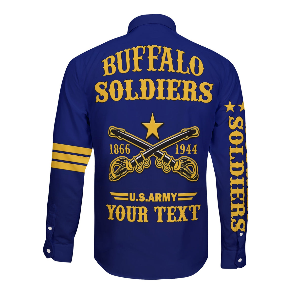 (Custom Text And Chapter) Buffalo Soldiers Long Sleeve Button Shirt BSMC United States Army Simple Style - Wonder Print Shop