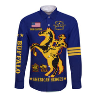 (Custom Text And Chapter) Buffalo Soldiers Long Sleeve Button Shirt BSMC United States Army Simple Style - Wonder Print Shop