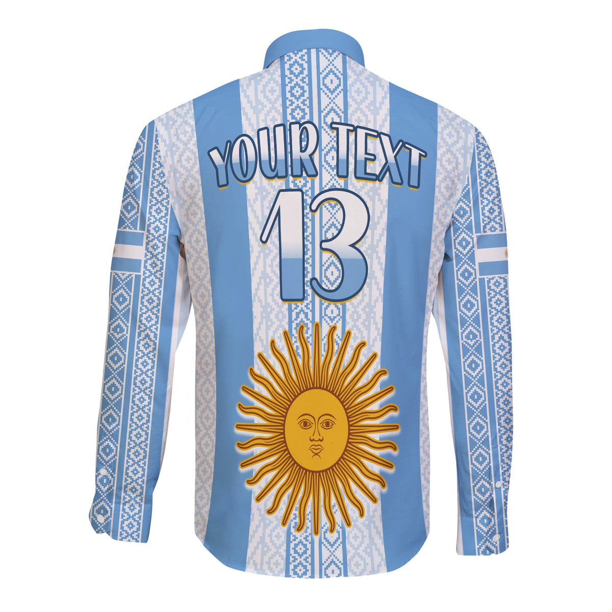 (Custom Text and Number) Argentina Football Long Sleeve Button Shirt Champions World Cup Gaucho Vamos LT13 - Wonder Print Shop