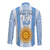 (Custom Text and Number) Argentina Football Long Sleeve Button Shirt Champions World Cup Gaucho Vamos LT13 - Wonder Print Shop