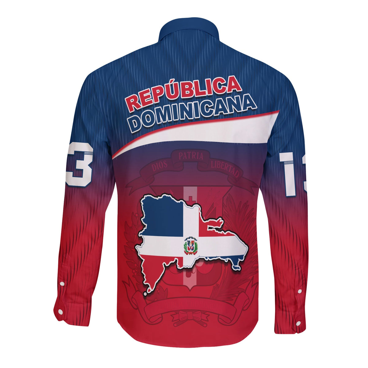 (Custom Text and Number) Dominican Republic Long Sleeve Button Shirt Dominicana Style Sporty LT13 - Wonder Print Shop