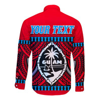 (Custom Personalised) Guam Chamorro Long Sleeve Button Shirt Latte Stone Red Polynesian Haligi LT13 - Wonder Print Shop