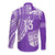 Custom Text and Number Fiji Rugby Sevens Long Sleeve Button Shirt Fijian 7s Tapa Polynesian Purple LT13 - Wonder Print Shop