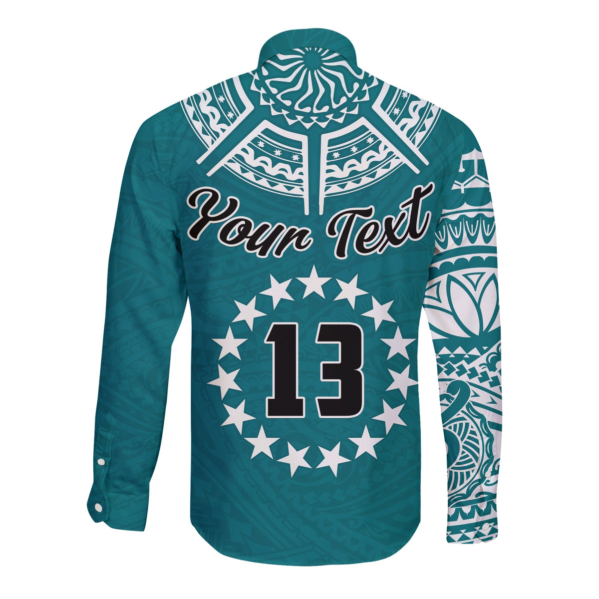 (Custom Text and Number) Cook Islands Tatau Long Sleeve Button Shirt Symbolize Passion Stars Version Blue LT13 - Wonder Print Shop