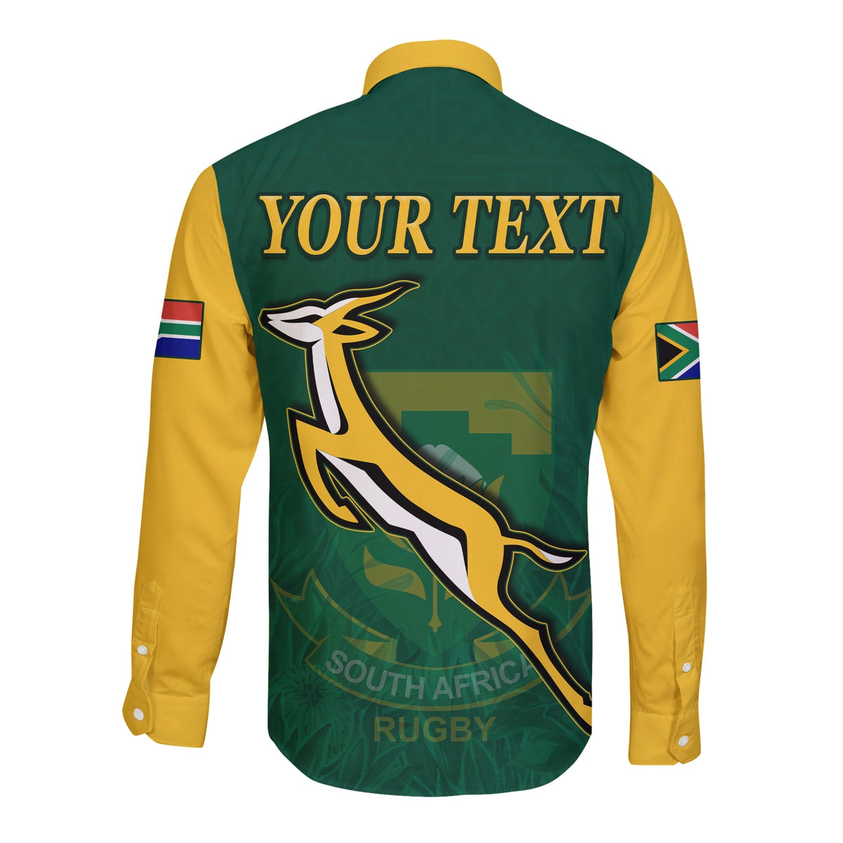 (Custom Personalised) South Africa Rugby Long Sleeve Button Shirt Springboks Champion Bokke African Pattern Go Bokke LT13 - Wonder Print Shop