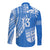 Custom Text and Number Fiji Rugby Sevens Long Sleeve Button Shirt Fijian 7s Tapa Polynesian Blue Ver.01 LT13 - Wonder Print Shop
