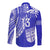 Custom Text and Number Fiji Rugby Sevens Long Sleeve Button Shirt Fijian 7s Tapa Polynesian Blue Ver.02 LT13 - Wonder Print Shop