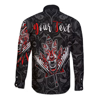 (Custom Personalised) Canada Wolf Long Sleeve Button Shirt Haida and Maple Leaf LT13 - Wonder Print Shop