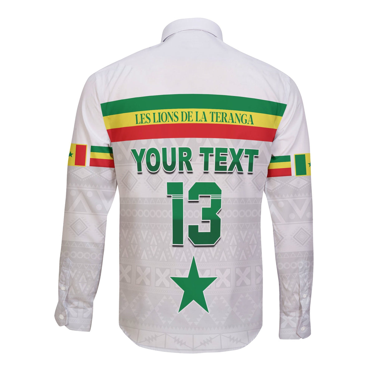 (Custom Text and Number) Senegal Football 2022 Long Sleeve Button Shirt Champion Teranga Lions Mix African Pattern LT13 - Wonder Print Shop