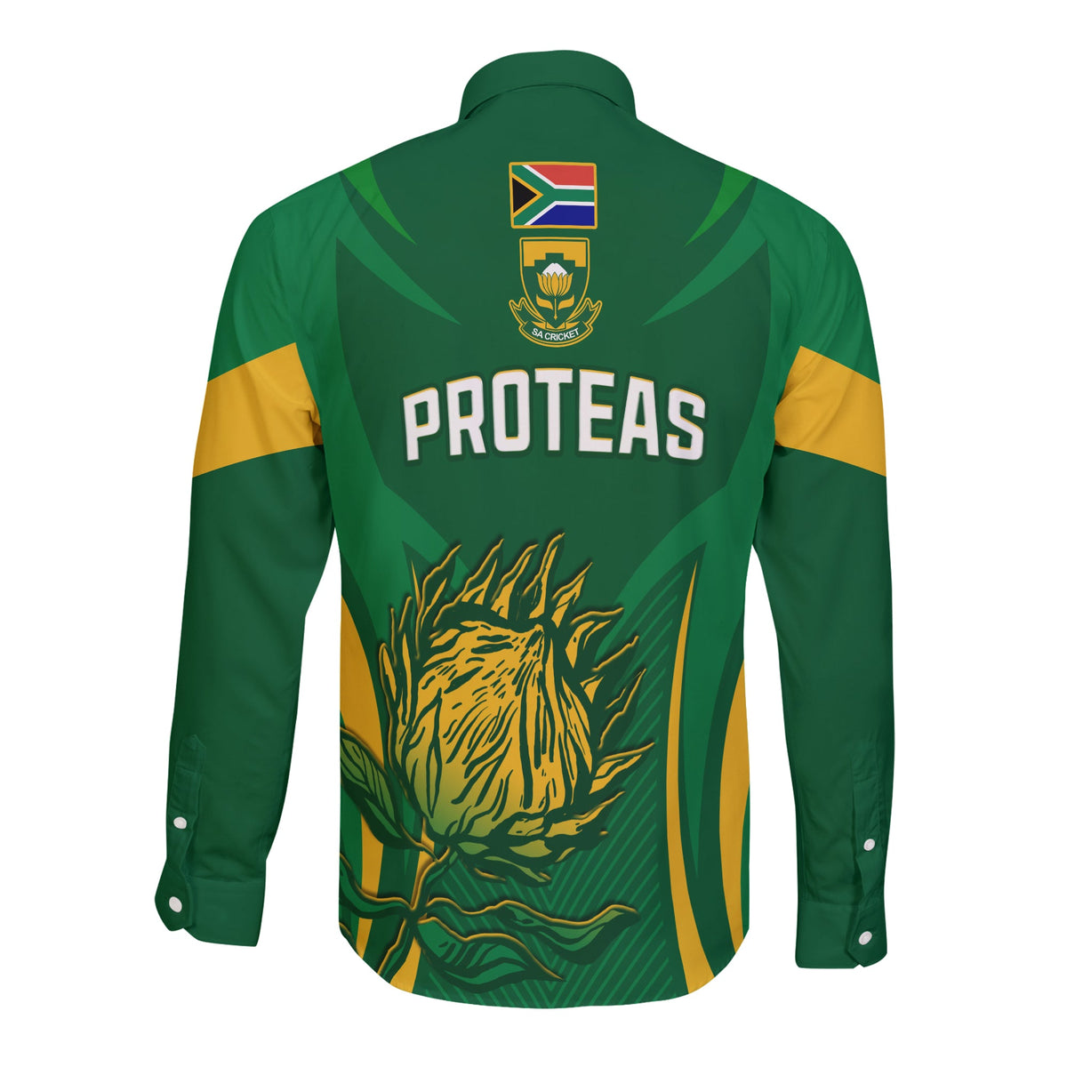 South Africa Cricket Long Sleeve Button Shirt Proteas Champion LT13 - Wonder Print Shop