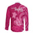 Breast Cancer Awareness Long Sleeve Button Shirt Hibiscus Polynesian No One Fights Alone LT13 - Wonder Print Shop