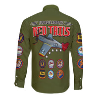 (Custom Personalised) Tuskegee Airmen Long Sleeve Button Shirt US Military Army Green Red Tails LT13 - Wonder Print Shop
