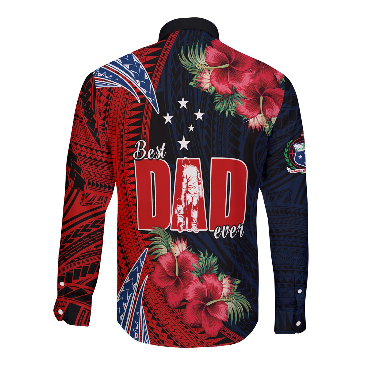 Samoa Fathers Day Long Sleeve Button Shirt Polynesian Best Dad Ever LT13 - Wonder Print Shop