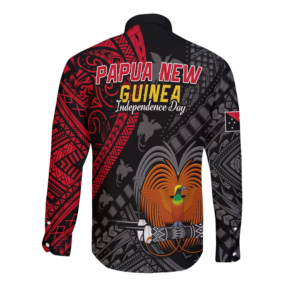 Papua New Guinea Long Sleeve Button Shirt Raggiana Birds Of Paradise Happy 47th Independence Day LT13 - Wonder Print Shop